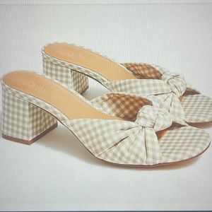 Tan gingham j crew block heels, brand new, size 8